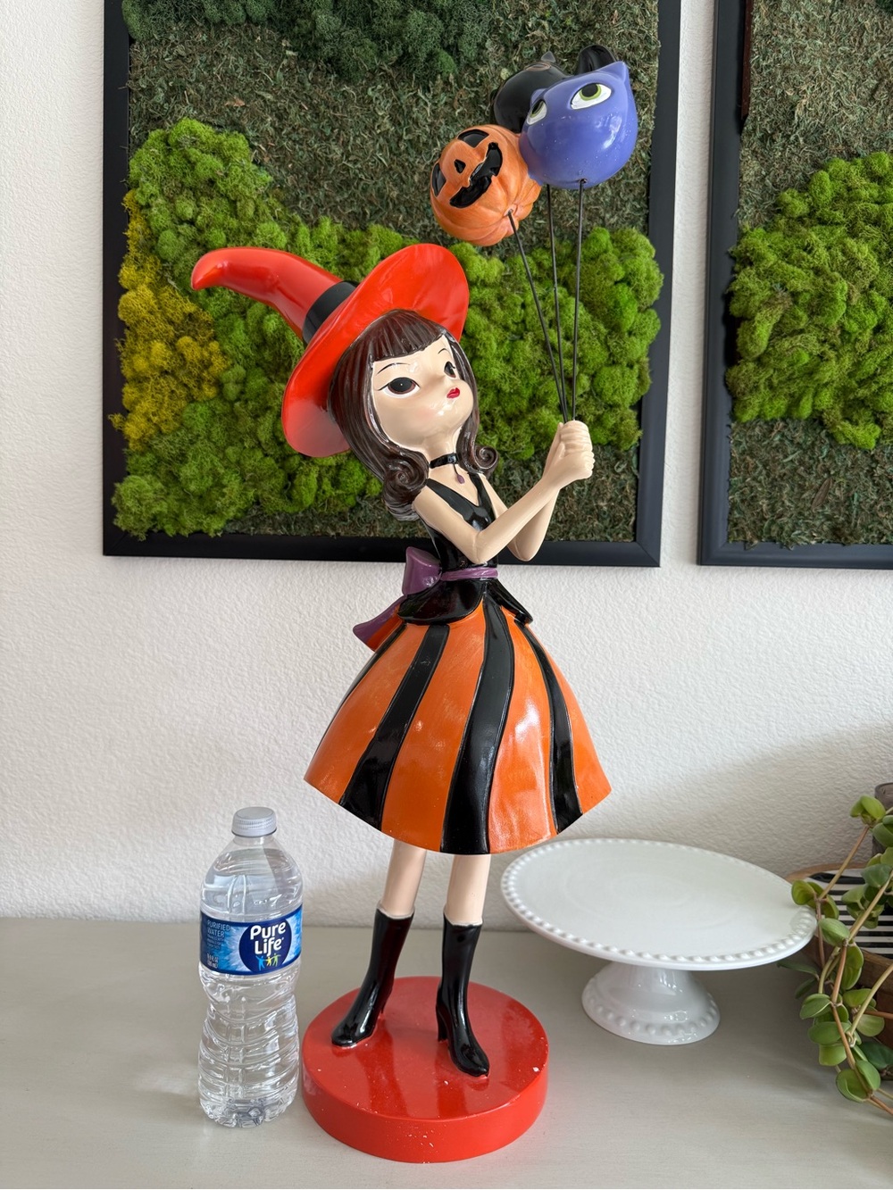 Kids Orange & Black Witch Costume Figurine with Balloon Props
